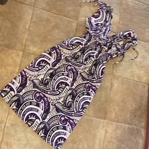 BNWT Purple & Black Patterned Polynesian dress fits a S to M with elastic waist